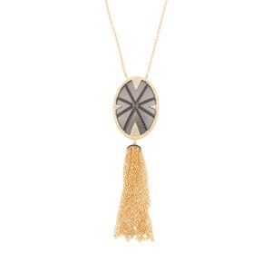 FREIDA ROTHMAN Chic Gold and Black Pendant Necklace